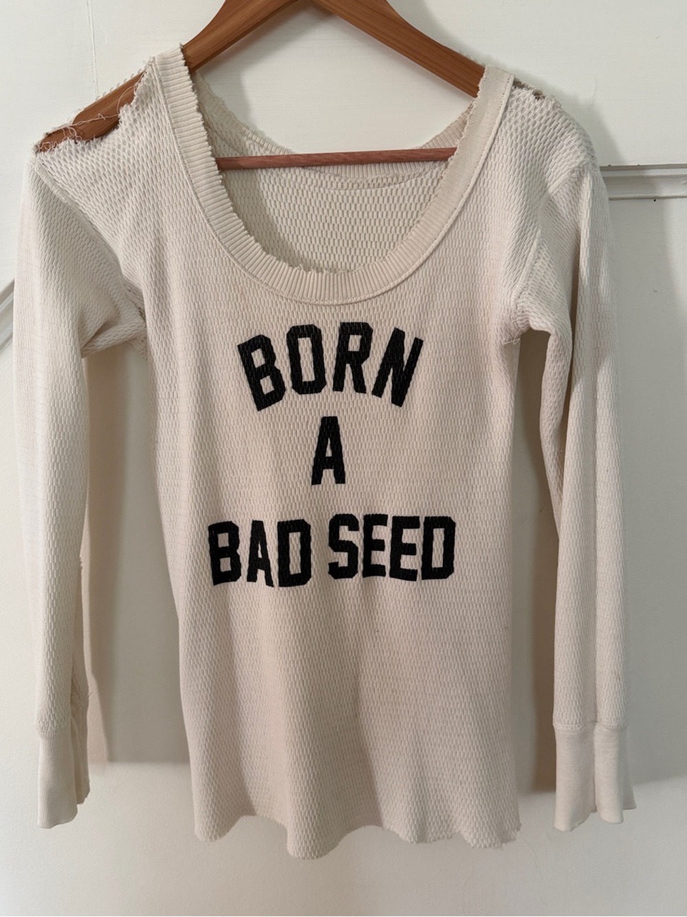 Born A Bad Seed Graphic Long-Sleeve distressed Thermal Top